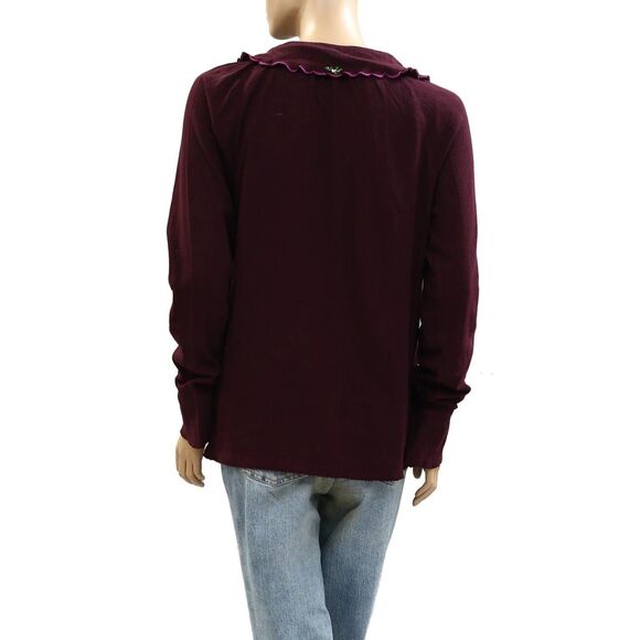 Free People Juniper Long Sleeve Cardi Top Buttondown Embroidered XL NEW 284594 - Picture 6 of 7